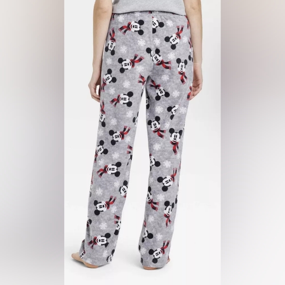 Disney Pajama Pants Mens XL Gray Mickey Mouse Fleece Winter Cozy Lounge - Picture 3 of 4